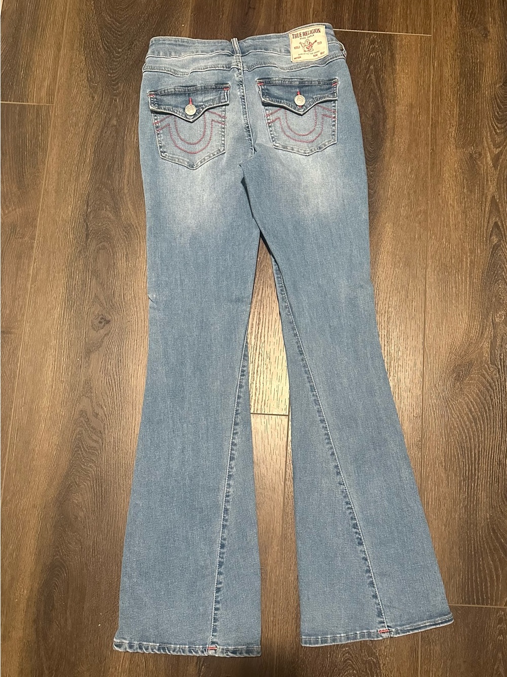 True Religion Joey Light Blue Mid-Rise Flare Jeans Size 27
